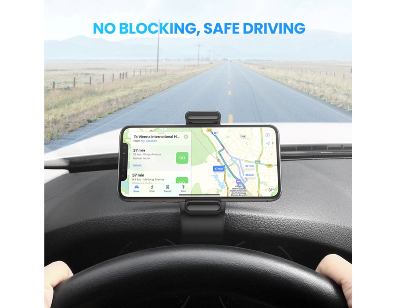 UGREEN Držač za smartphone za kontrolnu ploču u automobilu, crni