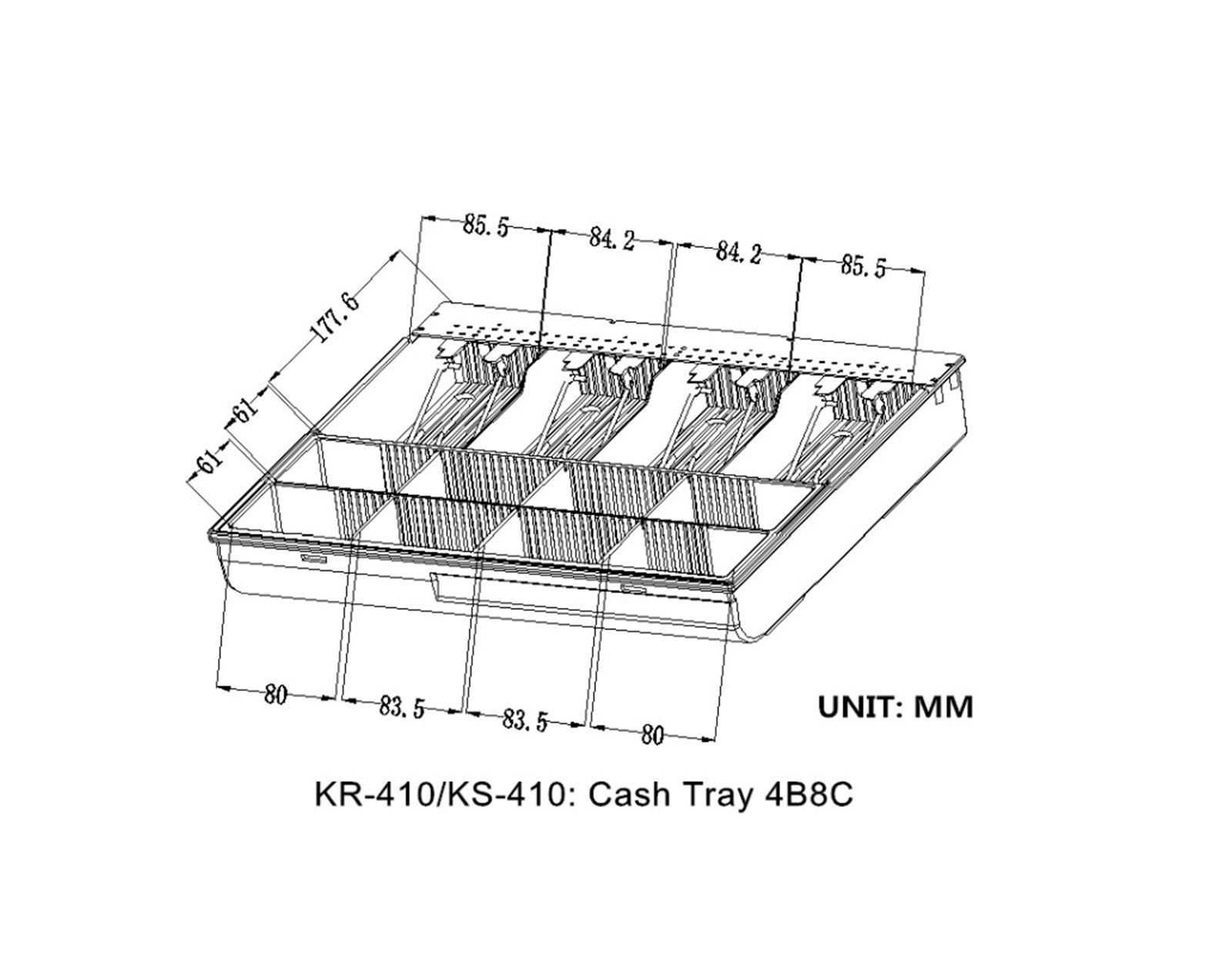 POS Ladica za novac EUR, 410×420×100mm, crna (KER-410) Kasrow - Slika 2