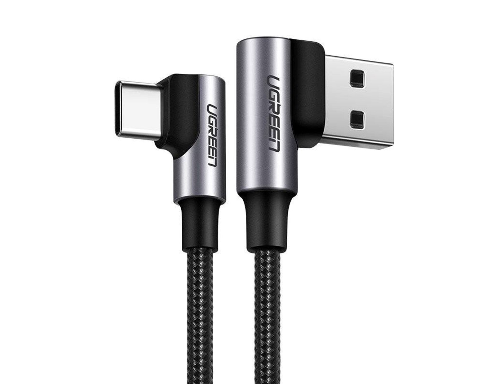 Kabel USB C- A , 3A, kutni 90°, crni, pleteni MFi, 2m, Ugreen