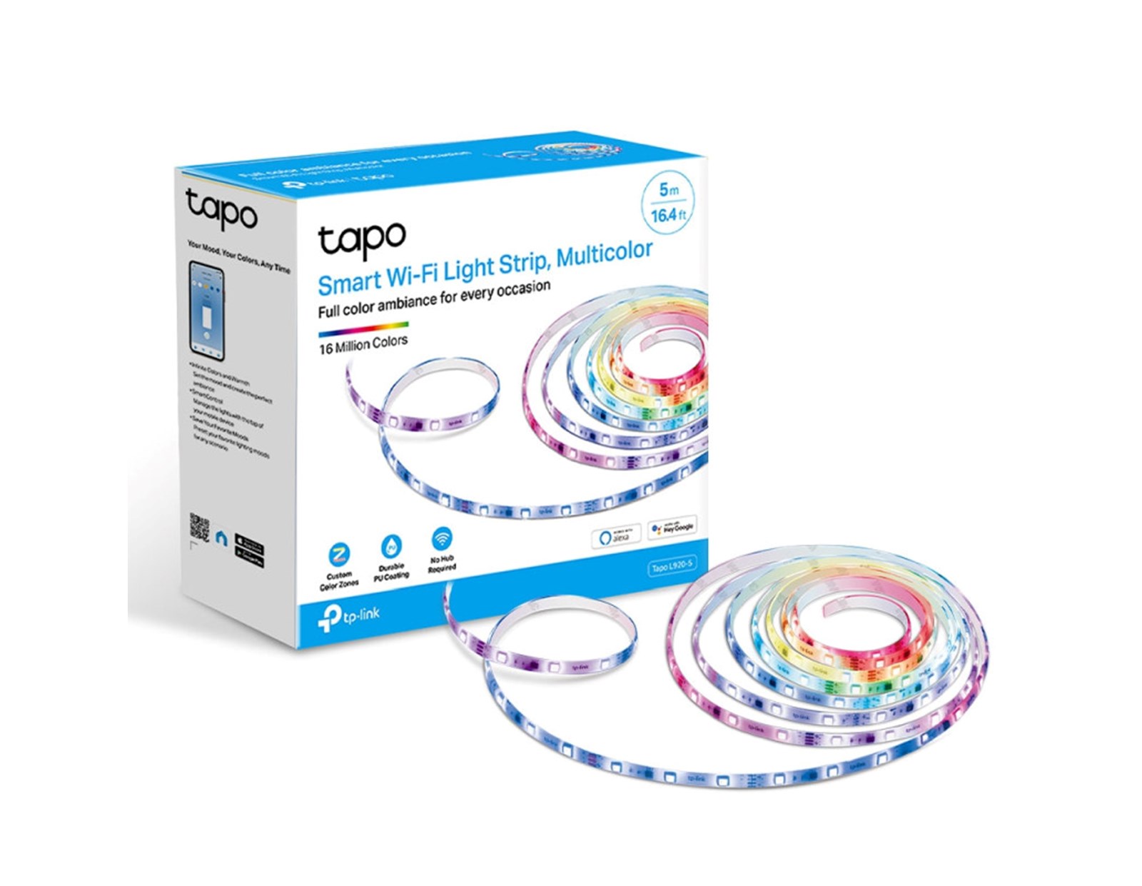 TP-Link Tapo Smart WiFi LED traka RGB, 5m, 20.5W, dimabilna, Tapo app, glasovna kontrola