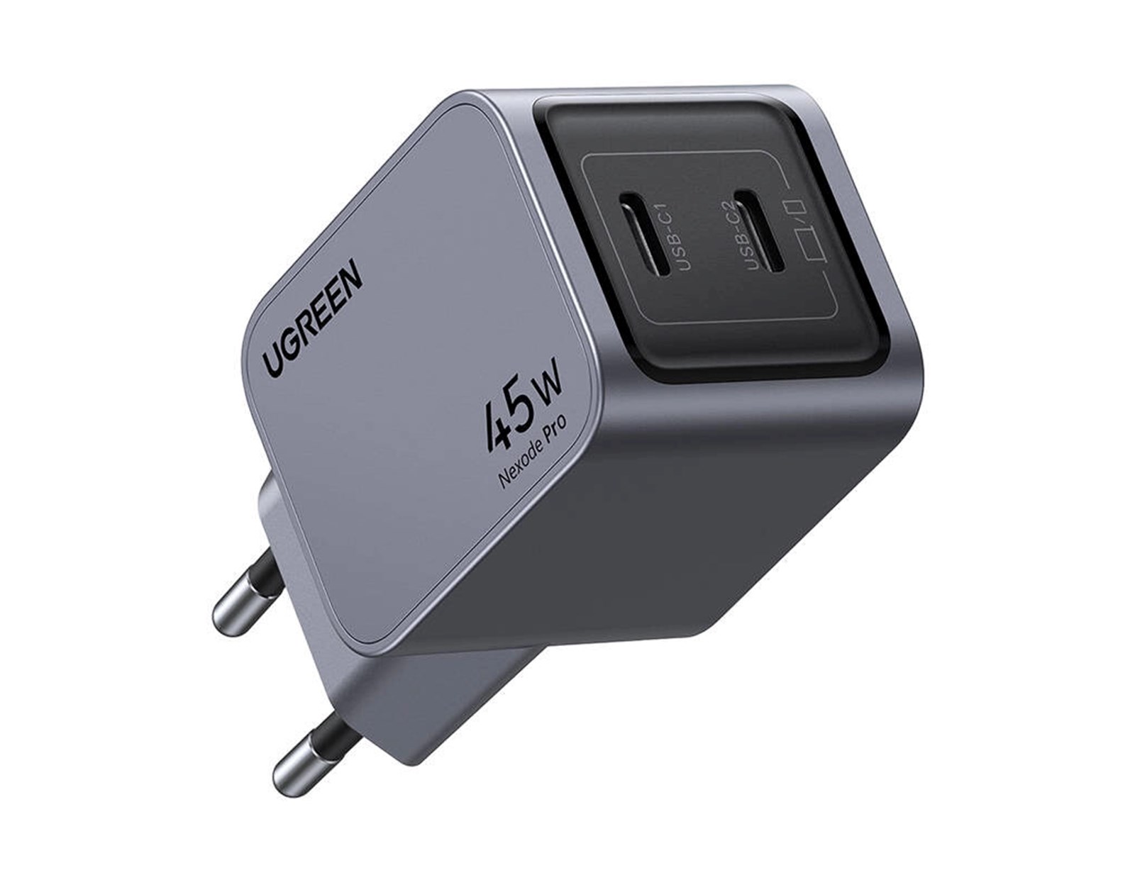 UGREEN Nexode Pro zidni punjač 45W, GaN, 2×USB-C, PD3.0/QC4.0, sivi