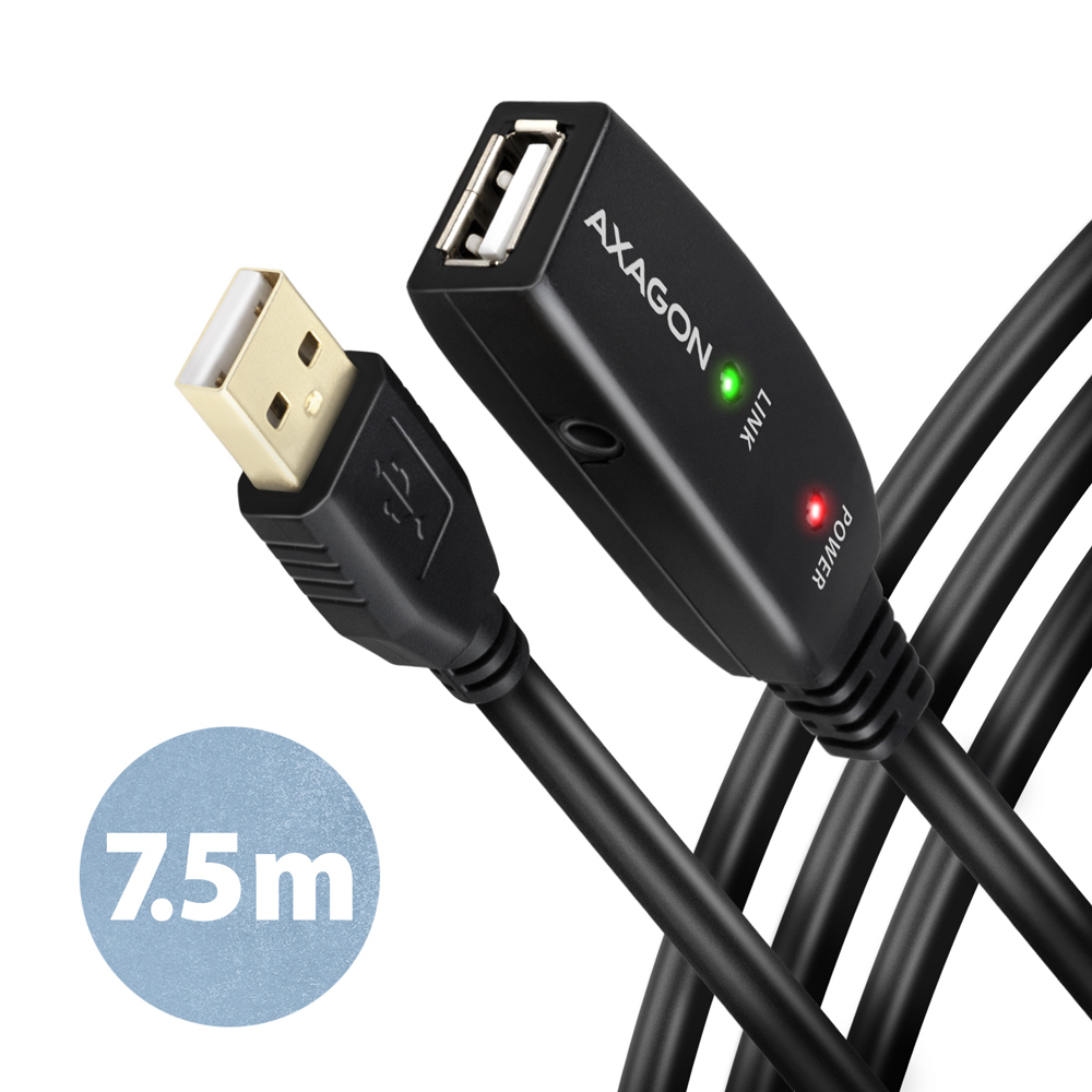 Produžni USB aktivni kabel, USB2.0, 7,5m Axagon