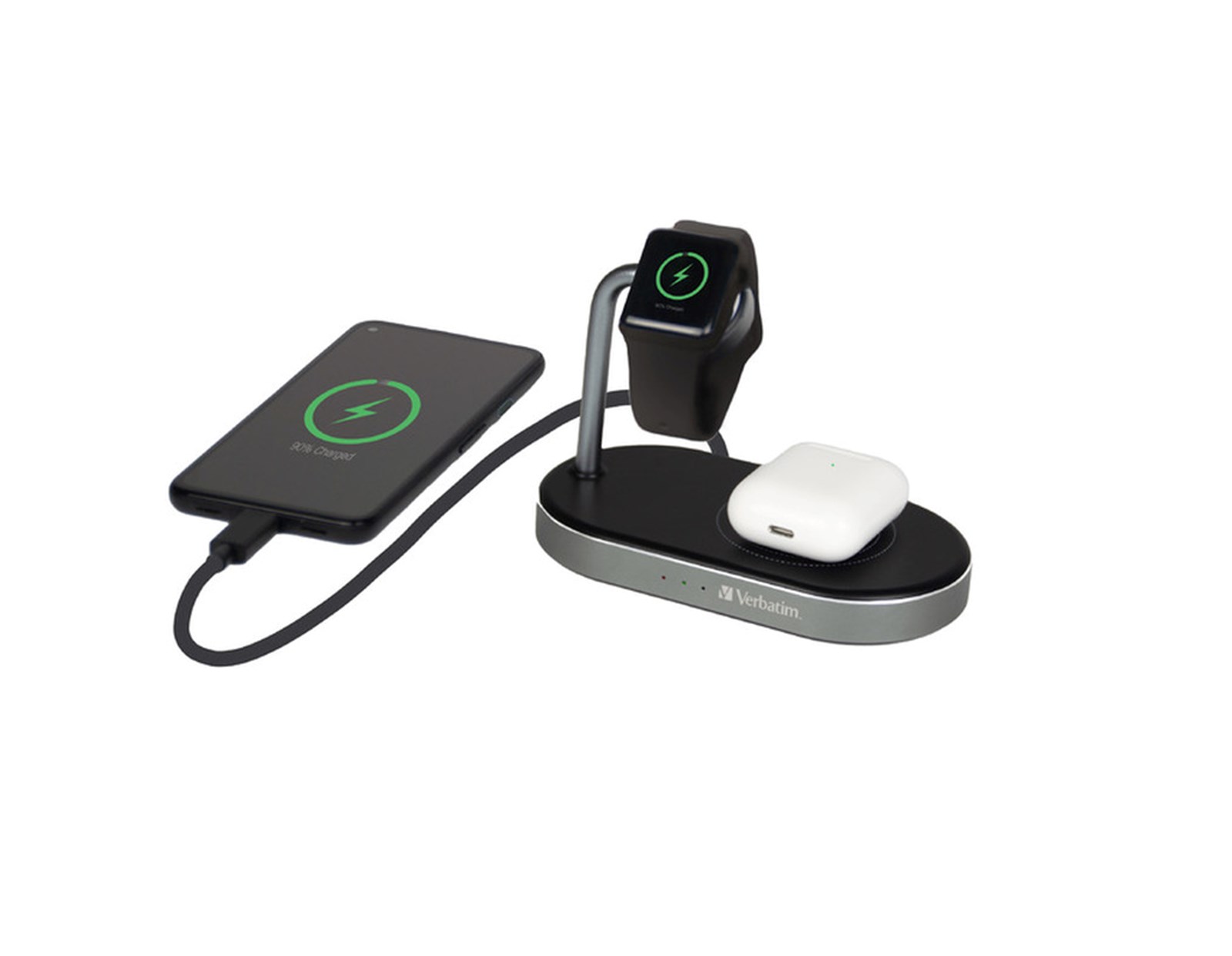 Verbatim WCS-02 stalak za punjenje 3u1 Qi/MFi Wireless + QS kabel + Apple Watch - Slika 5
