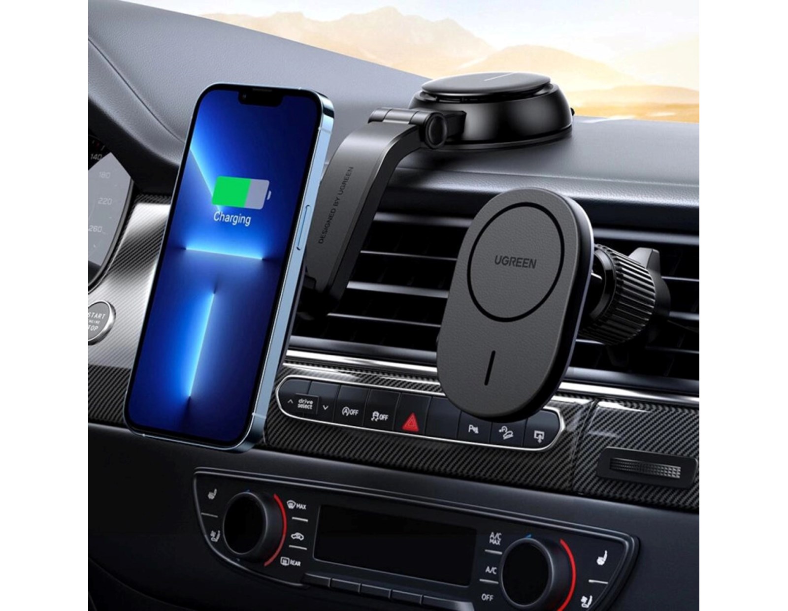 UGREEN MagSafe auto punjač/držač 15W, USB-C, magnetni, bežični/indukcijski, crni - Slika 12