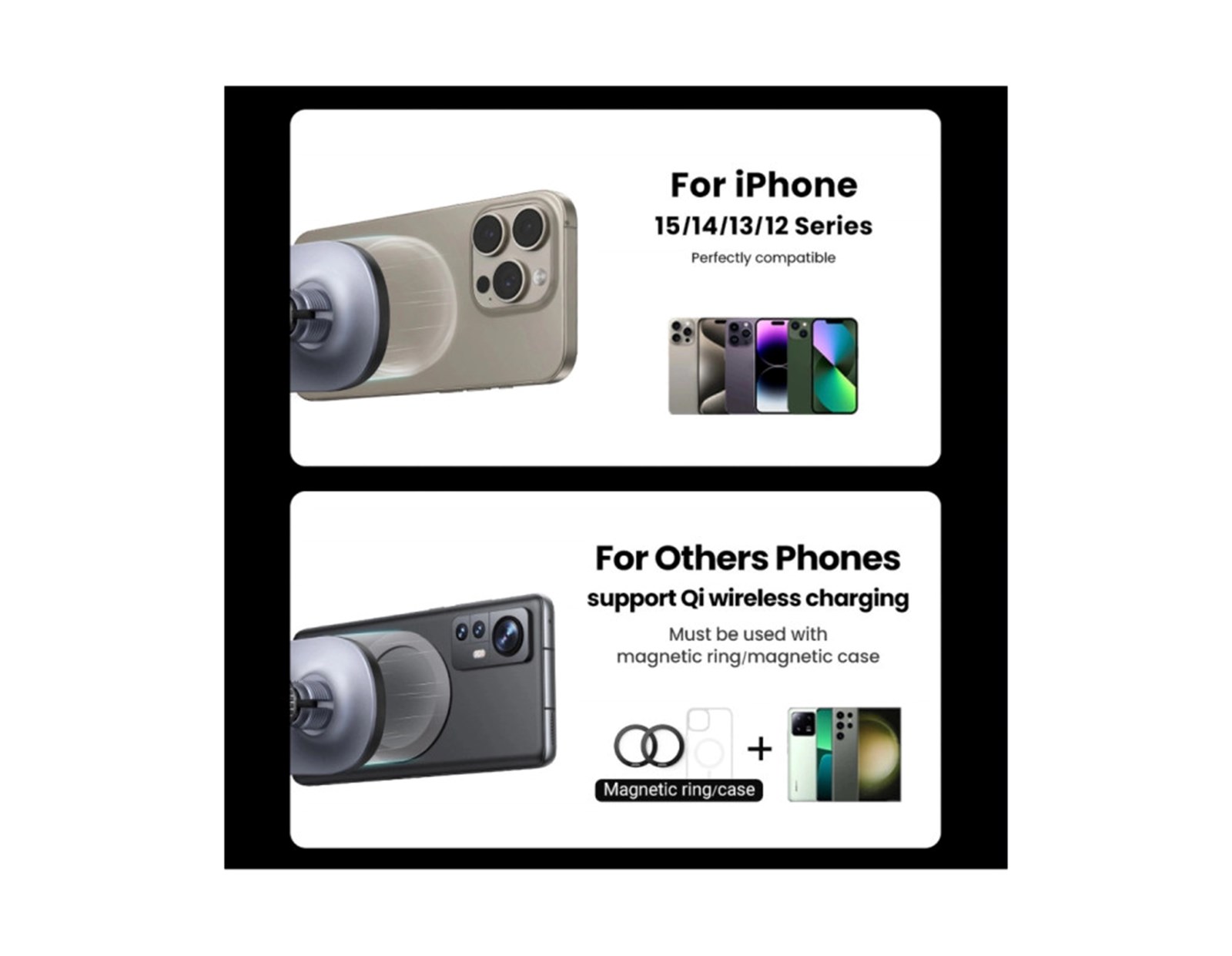 UGREEN MagSafe auto punjač/držač 15W, USB-C, magnetni, bežični/indukcijski, crni - Slika 3