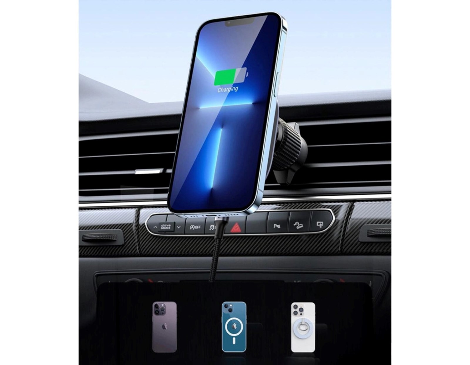 UGREEN MagSafe auto punjač/držač 15W, USB-C, magnetni, bežični/indukcijski, crni - Slika 11