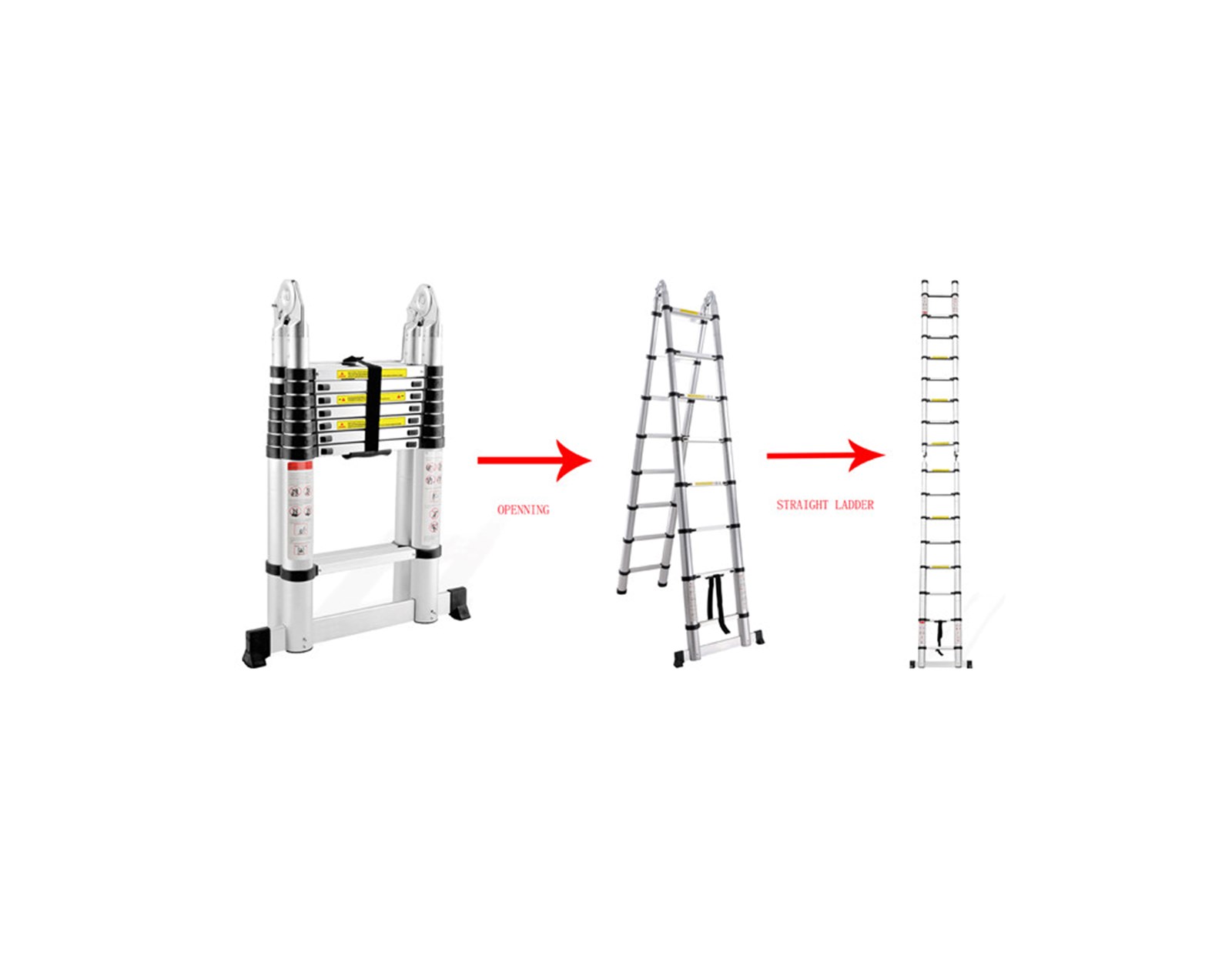 ProScope teleskopske ljestve (Preklopne) #DLT708F (2x8 stepenica / 237-500 cm) + stabilizator - PRO - Slika 3
