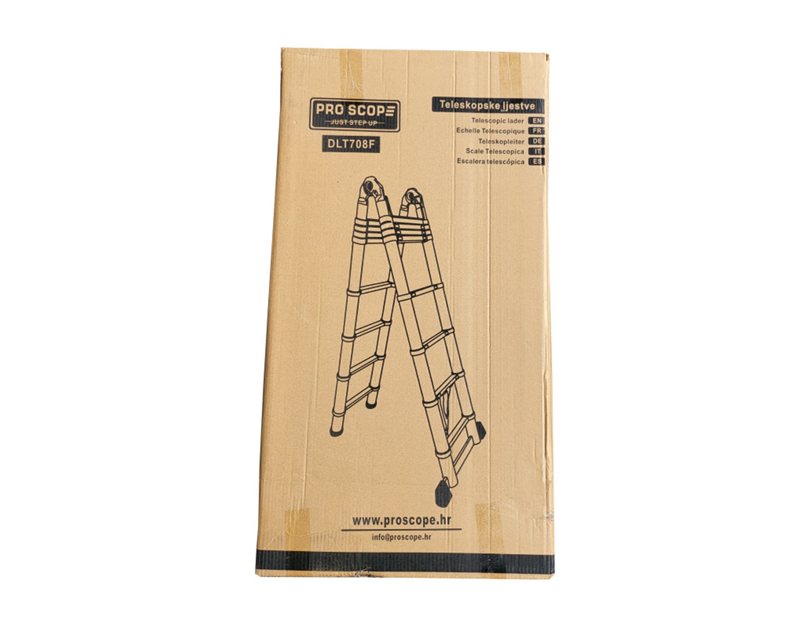 ProScope teleskopske ljestve (Preklopne) #DLT708F (2x8 stepenica / 237-500 cm) + stabilizator - PRO - Slika 2