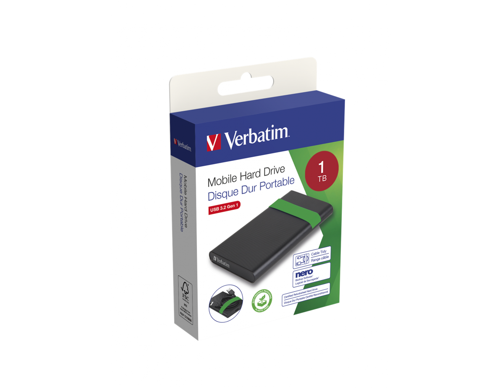 Verbatim 2.5" SmartDisk 1TB vanjski HDD, USB3.2 Gen1, Certified Refurbished, crni
